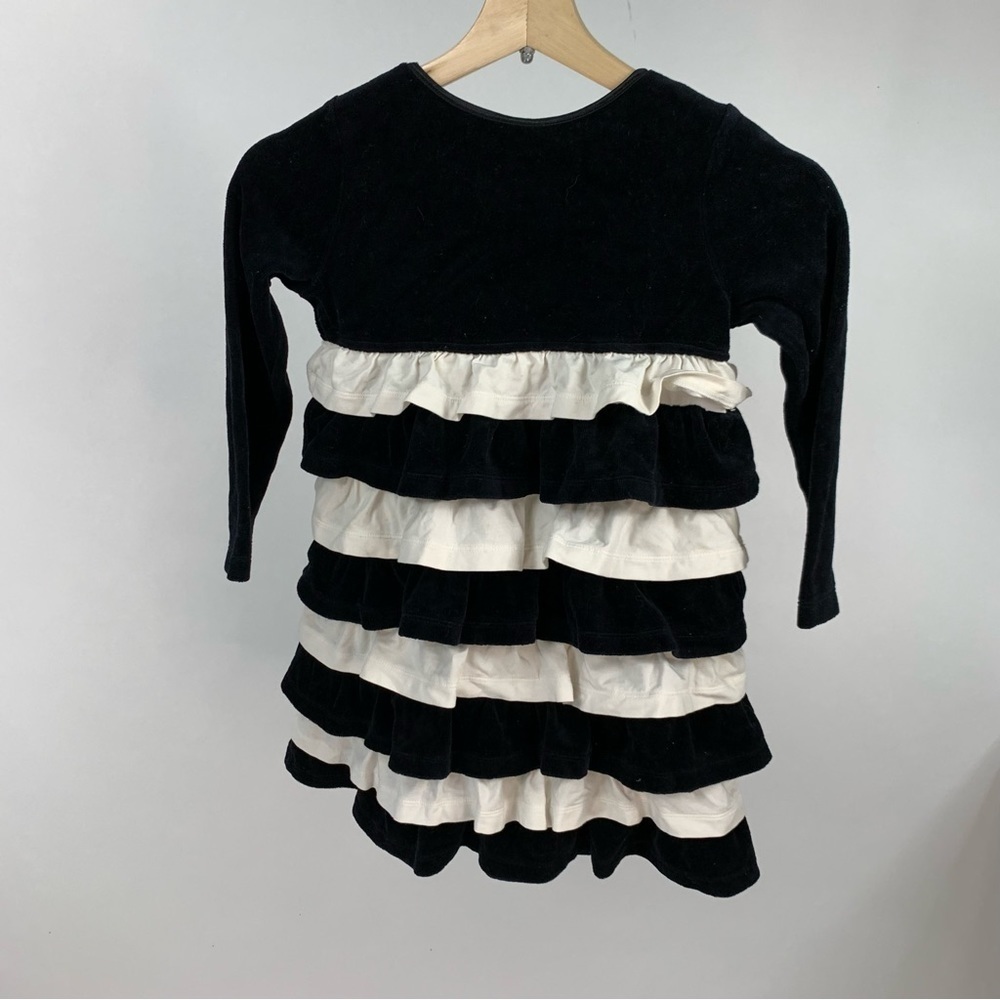Hanna Andersson Long Sleeve Layered Tiered Ruffle Black White Girls Dress 5 - Picture 6 of 10